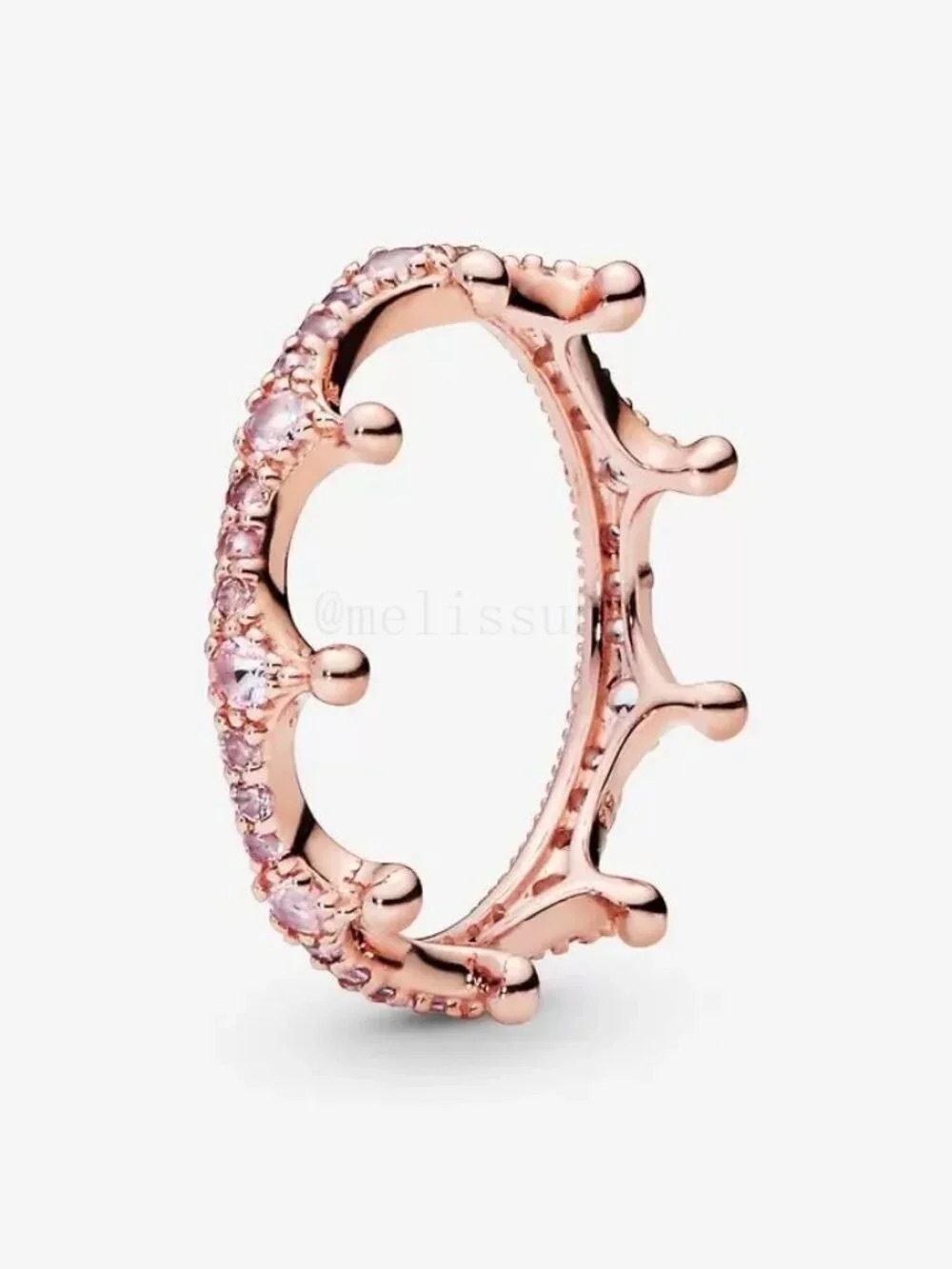 Pandora Rose Gold Crown Ring with Pink Stones